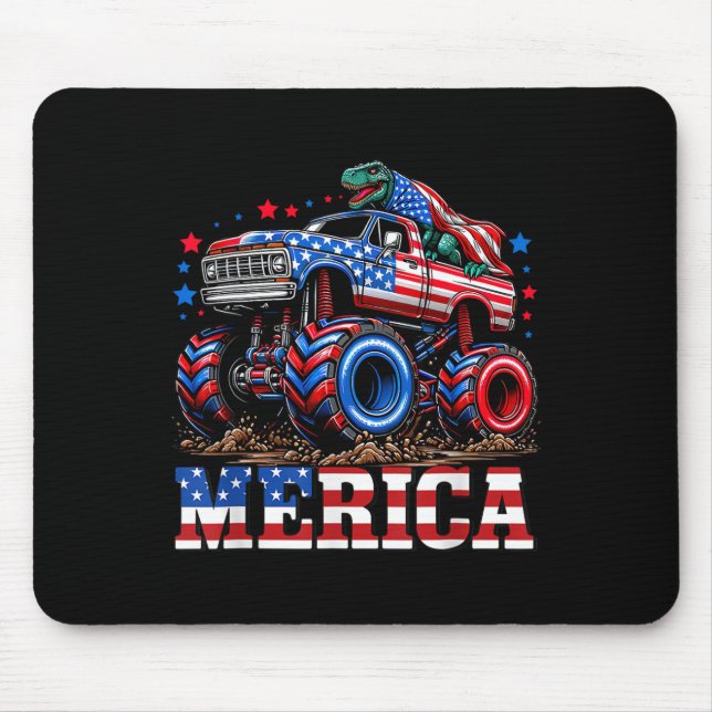 Monster Truck Usa Flagge Patriotische Kleinkinder  Mousepad (Vorne)