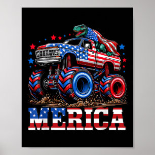 Monster Truck Usa Flagge Patriotische Kleinkinder Poster