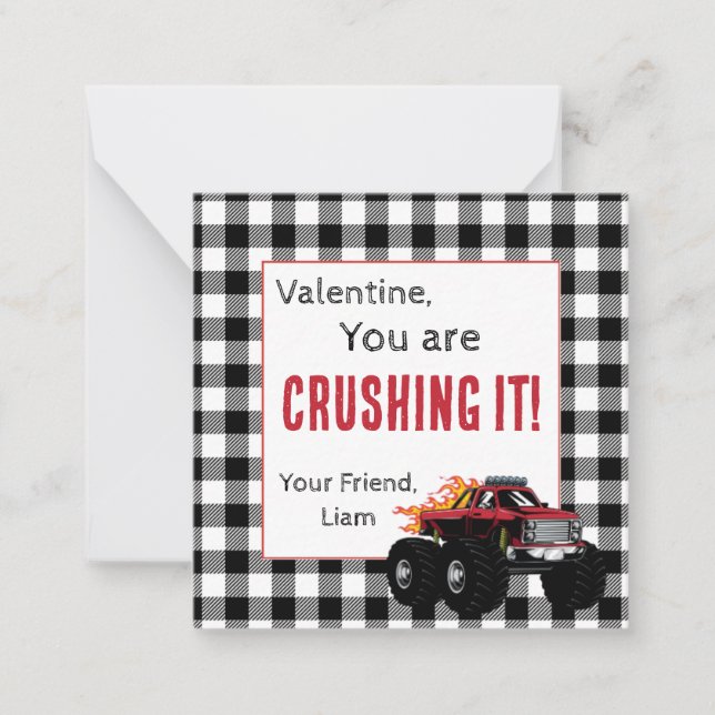 Monster Truck Valentines Mitteilungskarte (Vorderseite)
