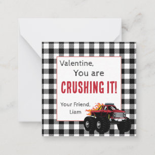 Monster Truck Valentines Mitteilungskarte