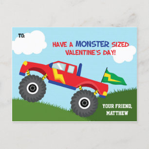 Monster Truck Valentinstag Card Kids (für Jungen) Feiertagspostkarte