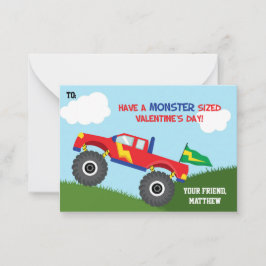 Monster Truck Valentinstag Card Kids (Jungs) Mitteilungskarte