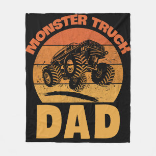 Monster Truck Vater Retro Vintag Monster Truck Fleecedecke