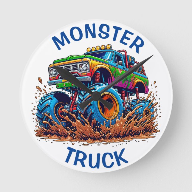 Monster Truck Wall Clock Runde Wanduhr (Vorderseite)