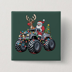 Monster Truck Weihnachten Santa Feiertag Kinder Button