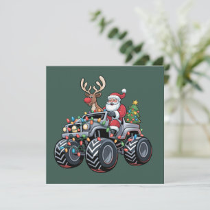 Monster-Truck-Weihnachten-Santa-Feiertag-Kinder Feiertagskarte