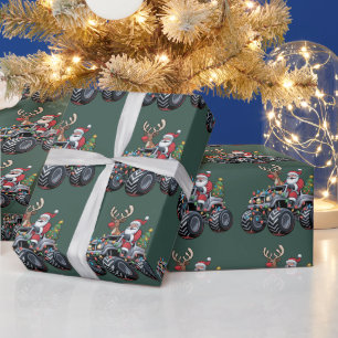 Monster Truck Weihnachten Santa Feiertag Kinder Geschenkpapier