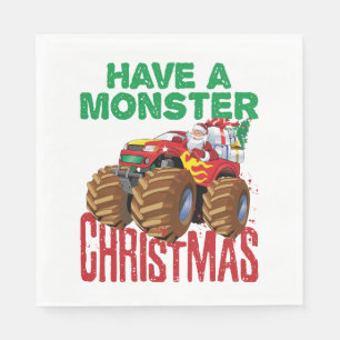 Monster Truck Weihnachten Weihnachtsmann Jungen Kl Serviette