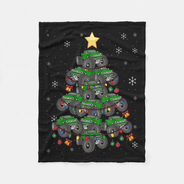 Monster Truck Weihnachtsbaum Weihnachten Weihnacht Fleecedecke (Vorderseite)