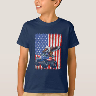 Monster Truck Weißkopfseeadler USA-Flagge 4. Juli T-Shirt