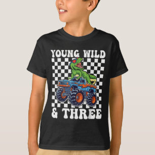 Monster Truck Young Wild und drei 3. Geburtstag T-Shirt