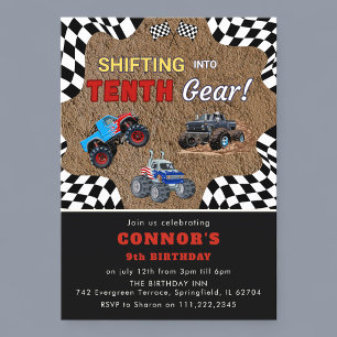 Monster Truck Zehnter Geburtstag schaltet in den G Einladung