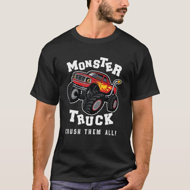 Monster Truck zerquetscht sie alle Garage Racer Au T-Shirt (Vorderseite)