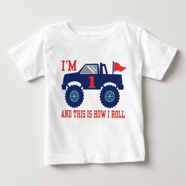 Monster Truck zum 1. Geburtstag Baby T-shirt (Vorderseite)