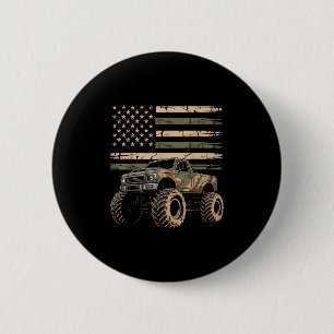 Monster Trucker Retro Monster Truck USA Flagge 4.  Button