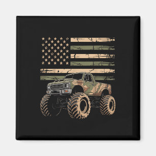 Monster Trucker Retro Monster Truck USA Flagge 4.  Magnet
