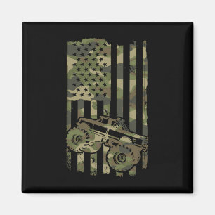 Monster Trucker Retro Monster Truck USA-Flagge 4.  Magnet