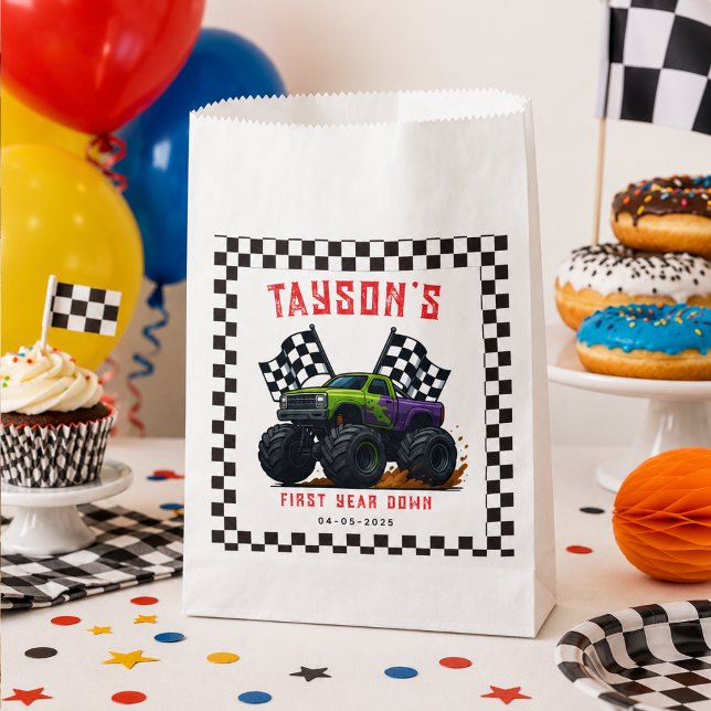 Monster Trucks 1. Geburtstagsfeier  Geschenktütchen (Monster Trucks 1st Birthday Party Favor Bag
)