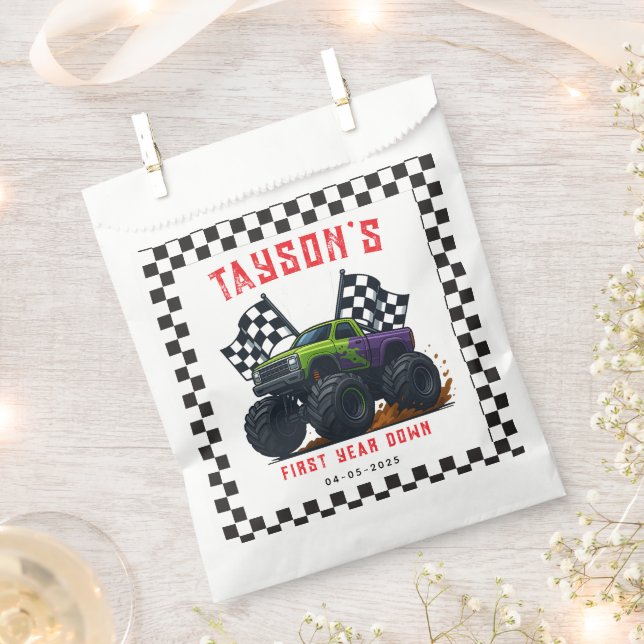 Monster Trucks 1. Geburtstagsfeier  Geschenktütchen (Ausgeschnitten)
