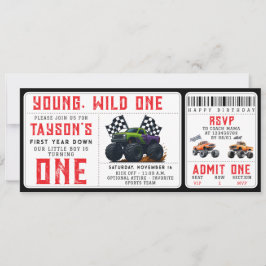 Monster Trucks 1st Birthday Ticket Invitation Einladung