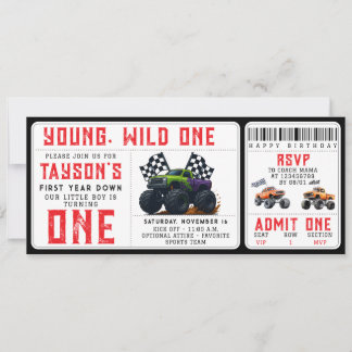 Monster Trucks 1st Birthday Ticket Invitation  Einladung