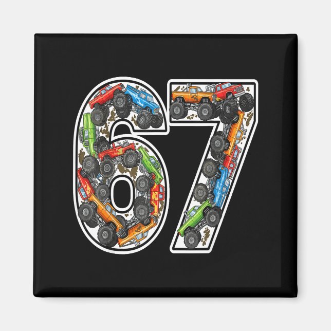 Monster Trucks 67 Meme Funny Design For Boys Kids  Magnet (Vorne)