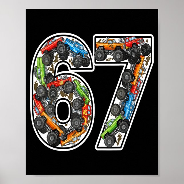 Monster Trucks 67 Meme Funny Design For Boys Kids  Poster (Vorne)