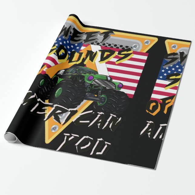 Monster Trucks Alle amerikanischen Design Geschenkpapier (Ungerollt)