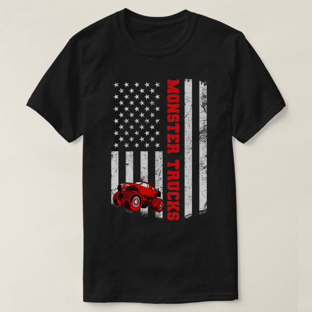 Monster Trucks American USA Flag Patriotic Monster T-Shirt (Design vorne)