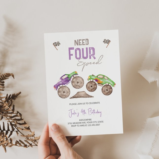 Monster Trucks Bash Geburtstag Einladung jedes Alt (Von Creator hochgeladen)