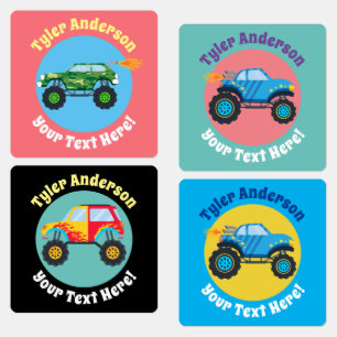 Monster Trucks, DIY Name & Message Labels Etiketten