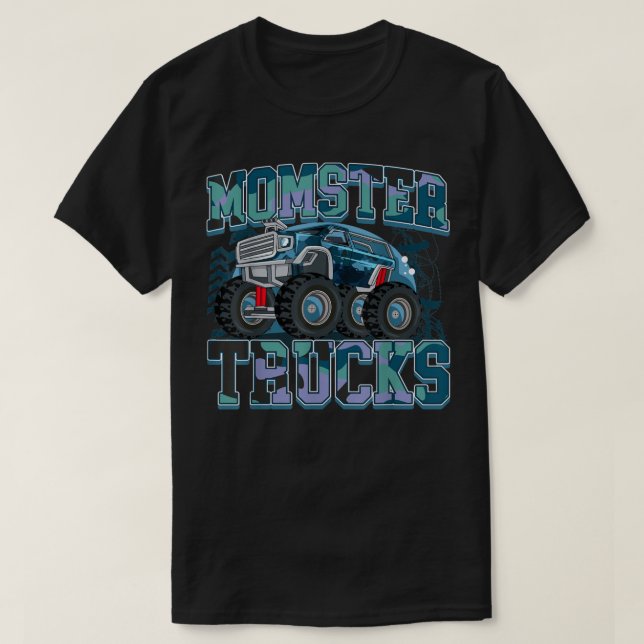 Monster Trucks Funny Camouflage Birthday Party  T-Shirt (Design vorne)