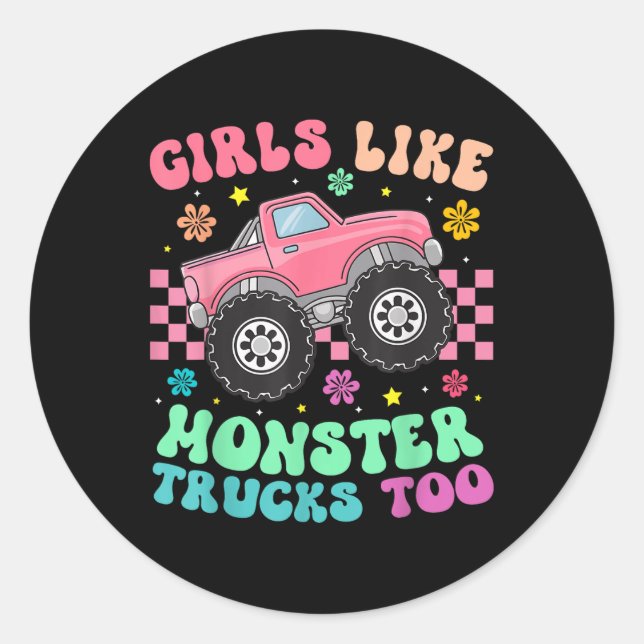 Monster Trucks Girls wie Monster Trucks auch Runder Aufkleber (Vorderseite)