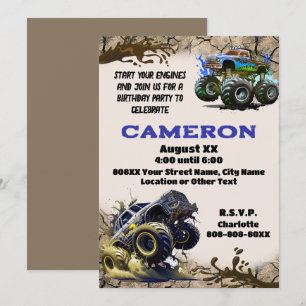 Monster Trucks im Schlamm Einladung