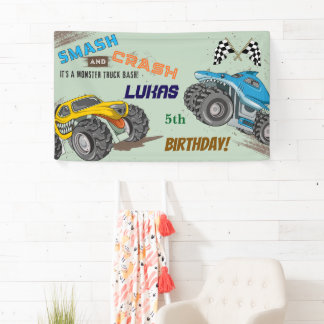 Monster Trucks Jungen Geburtstagsfeier  Banner