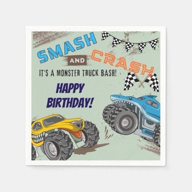 Monster Trucks Jungen-Geburtstagsfeier  Serviette (Vorderseite)