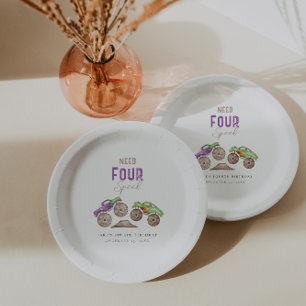 Monster Trucks Lila Grüne Geburtstagspapiere Telle Pappteller