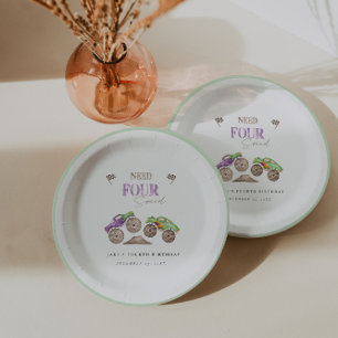 Monster Trucks Lila Grüne Geburtstagspapiere Telle Pappteller