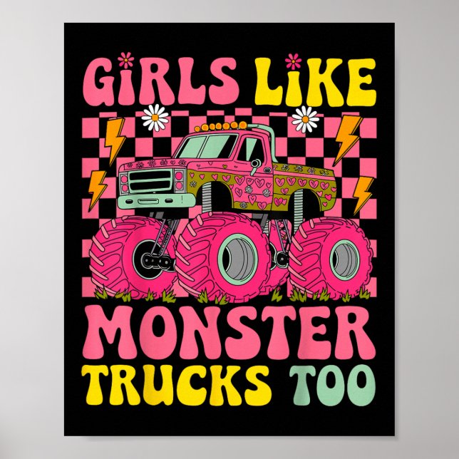 Monster Trucks Mädchen mögen Monster Trucks auch  Poster (Vorne)