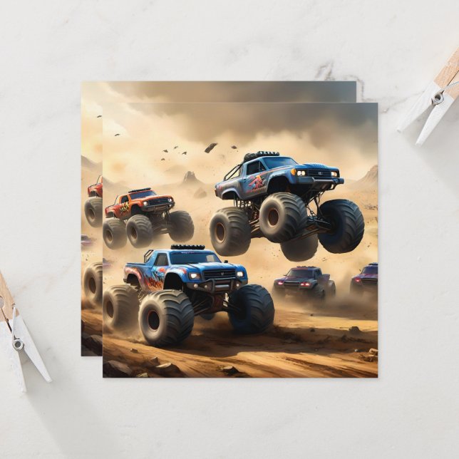 Monster Trucks Mayhem, Einladung (Vorderseite/Rückseite Beispiel)