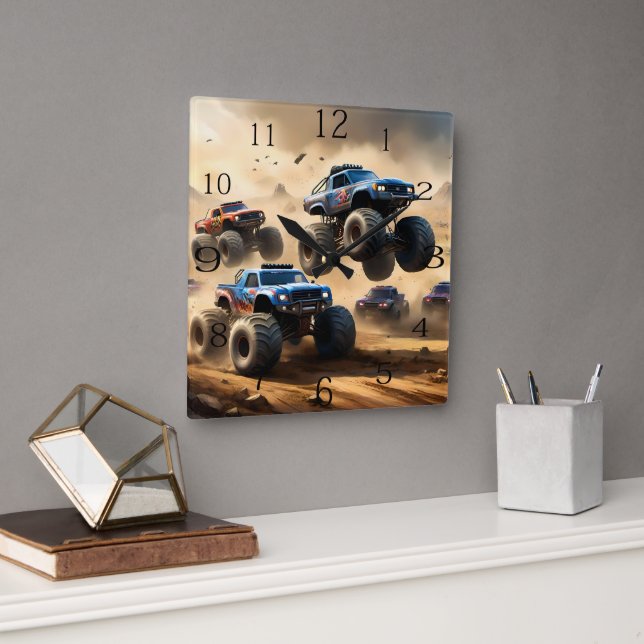 Monster Trucks Mayhem, Quadratische Wanduhr (Büro)