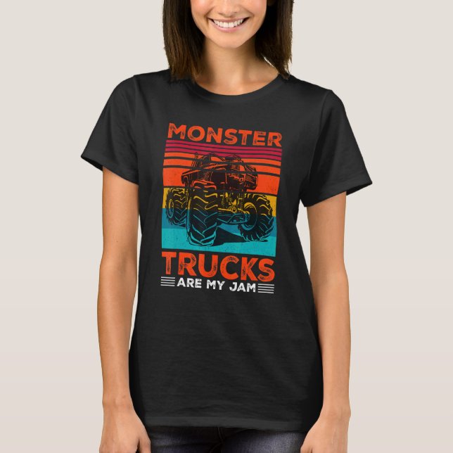 Monster Trucks sind mein Jam Retro Sunset Motor Yo T-Shirt (Vorderseite)