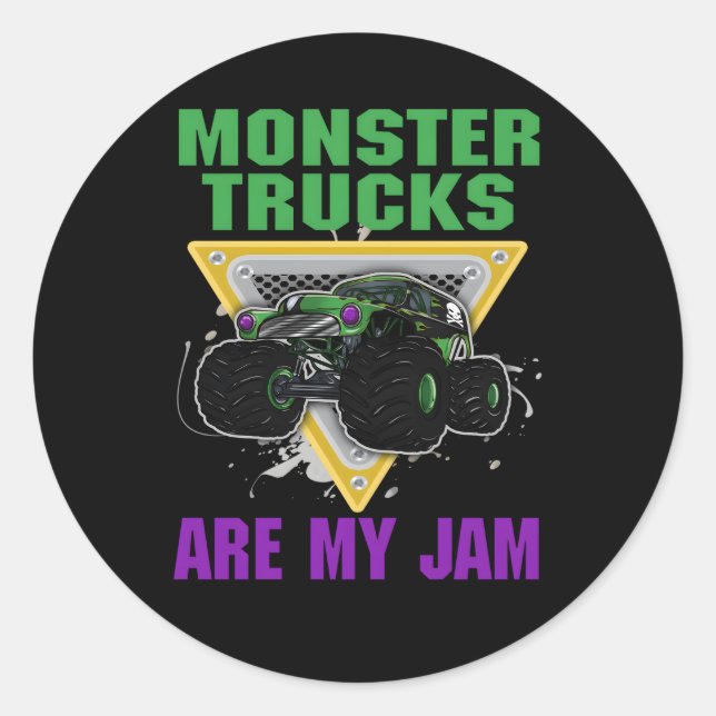 Monster Trucks sind meine Marmelade Runder Aufkleber (Vorderseite)