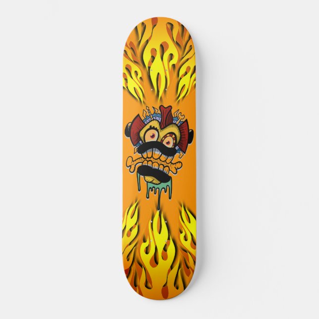 Monster und Flammen Skateboard (Vorderseite)