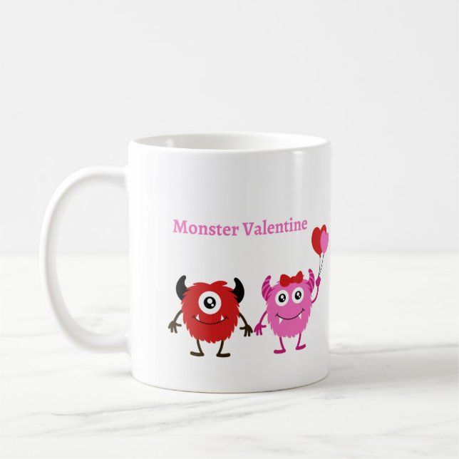 Monster Valentine mit Niedlichen Monstern Kaffeetasse (Links)