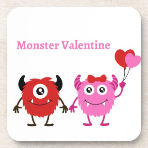 Monster Valentine mit zwei Niedlichen Monstern Getränkeuntersetzer