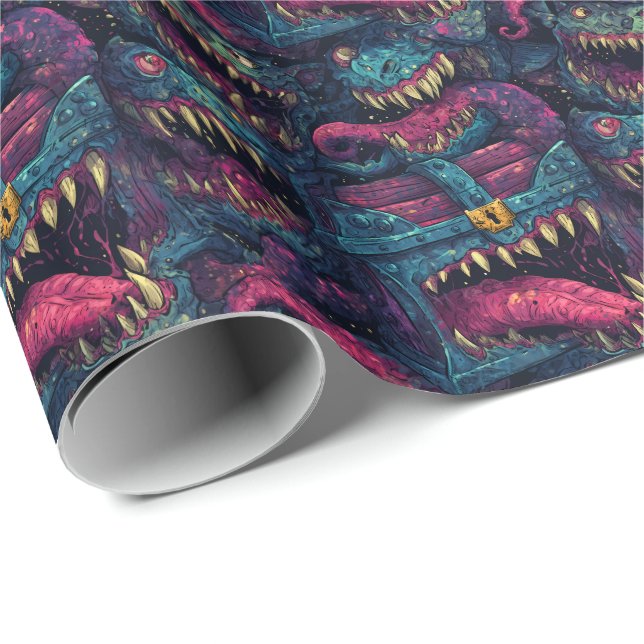Monster von Sneaky Chest Mimic D&D Geschenkpapier (Rolleneckpunkt)