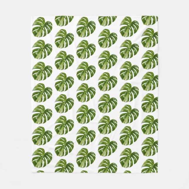 Monstera Albo Fleece Blanket (Vorderseite)