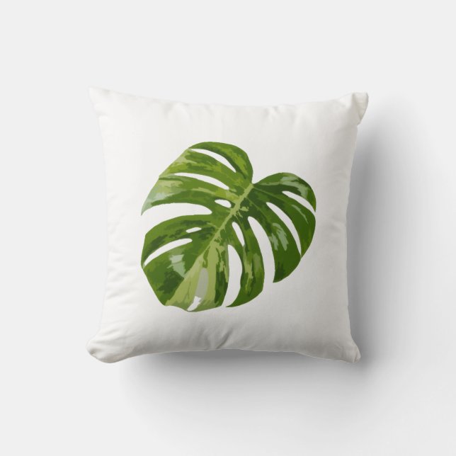 Monstera Albo Leaf — Botanical Home Decor Kissen (Vorderseite)