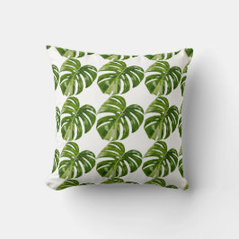 Monstera Albo Leaf Pillow — Botanical Home Decor Kissen